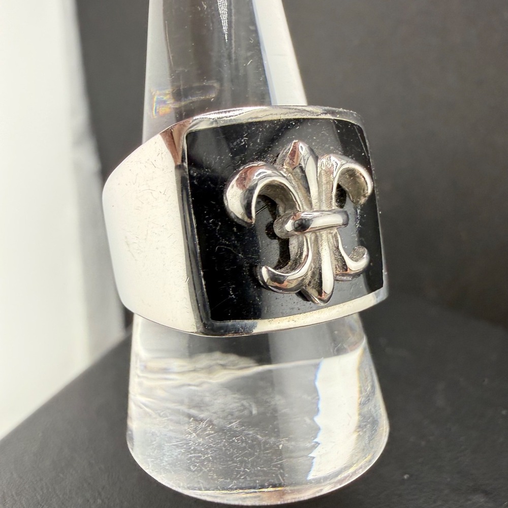 Fleur De Lis Ring Silver Tone Ed Force Size 10